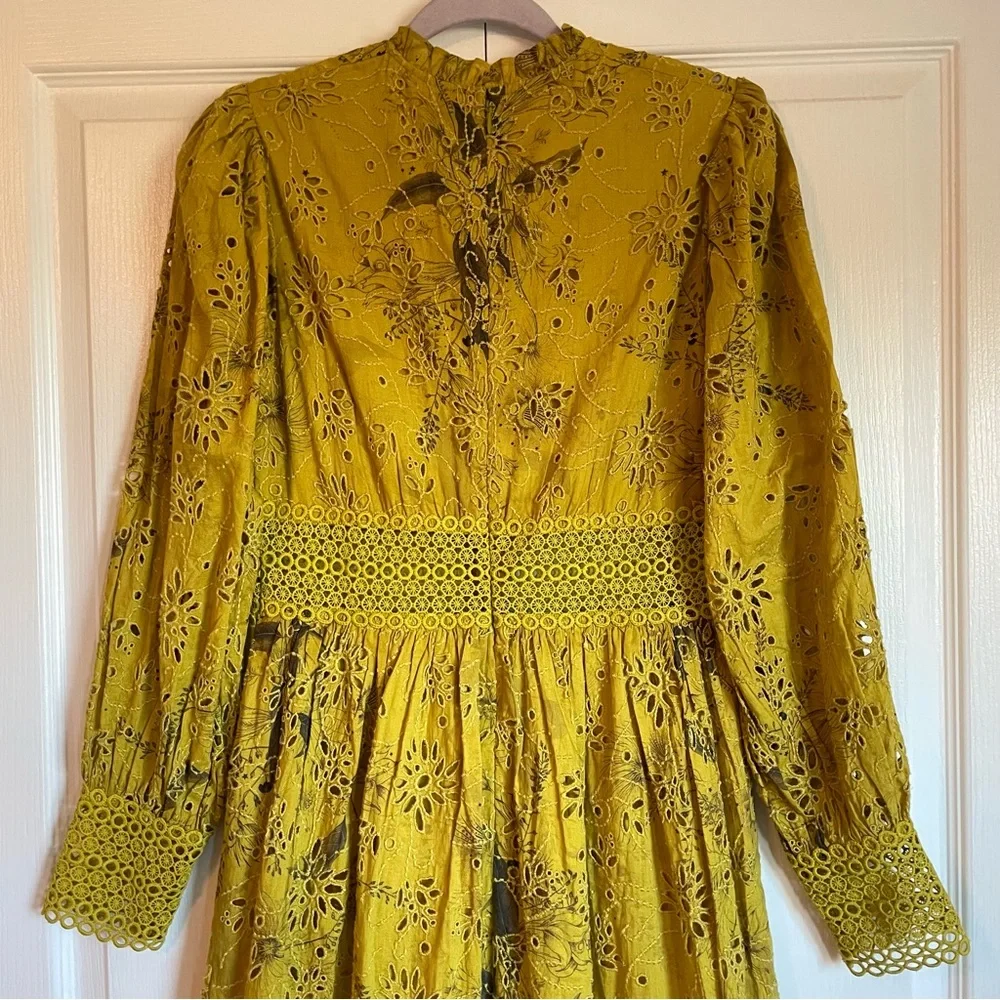 NWT ALLSAINTS Women’s Sia Demoir Broderie Dress Olive - US4 - Picture 5 of 13